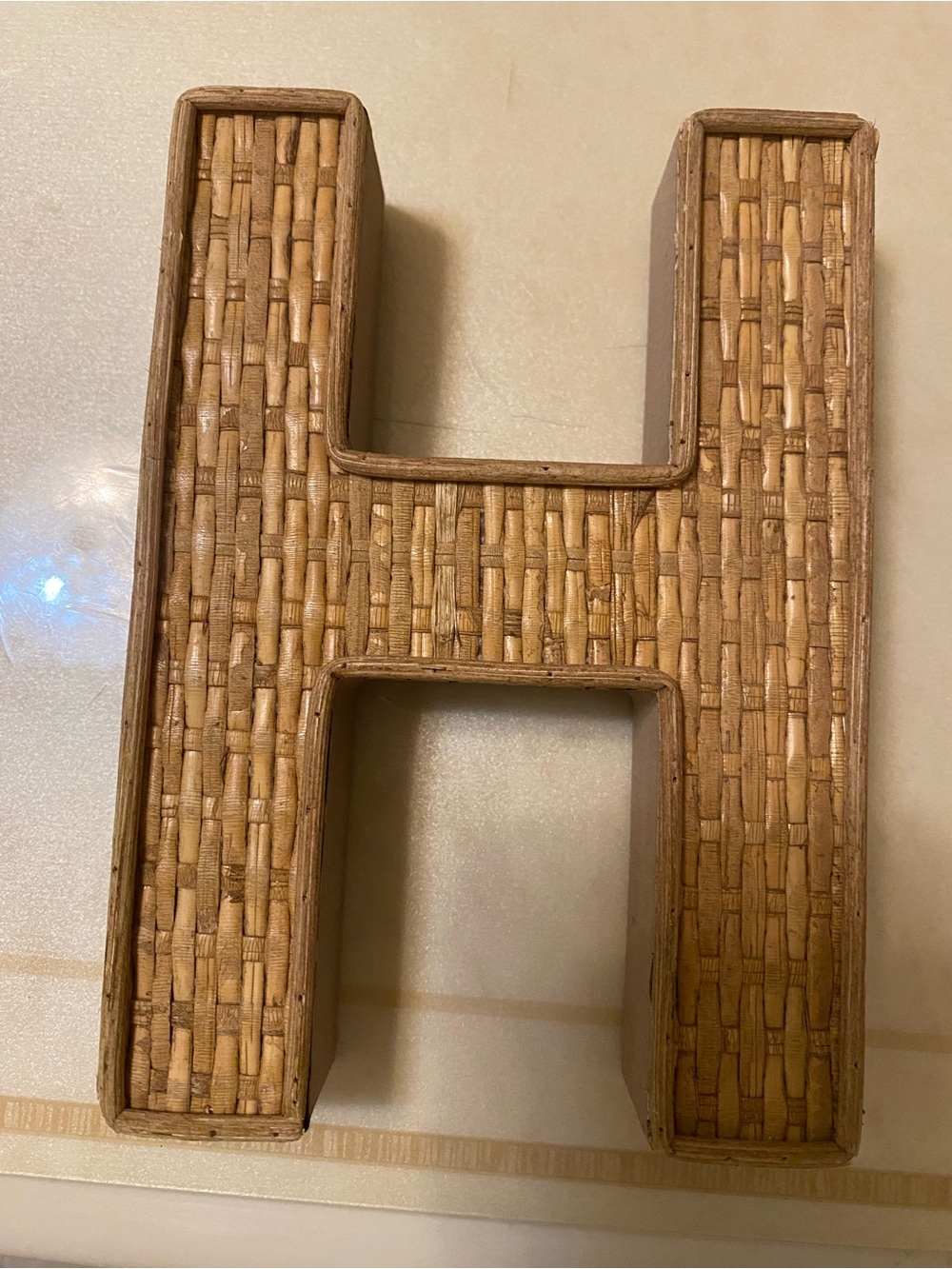 Hobby Lobby Woven Rattan Letter H in Tan